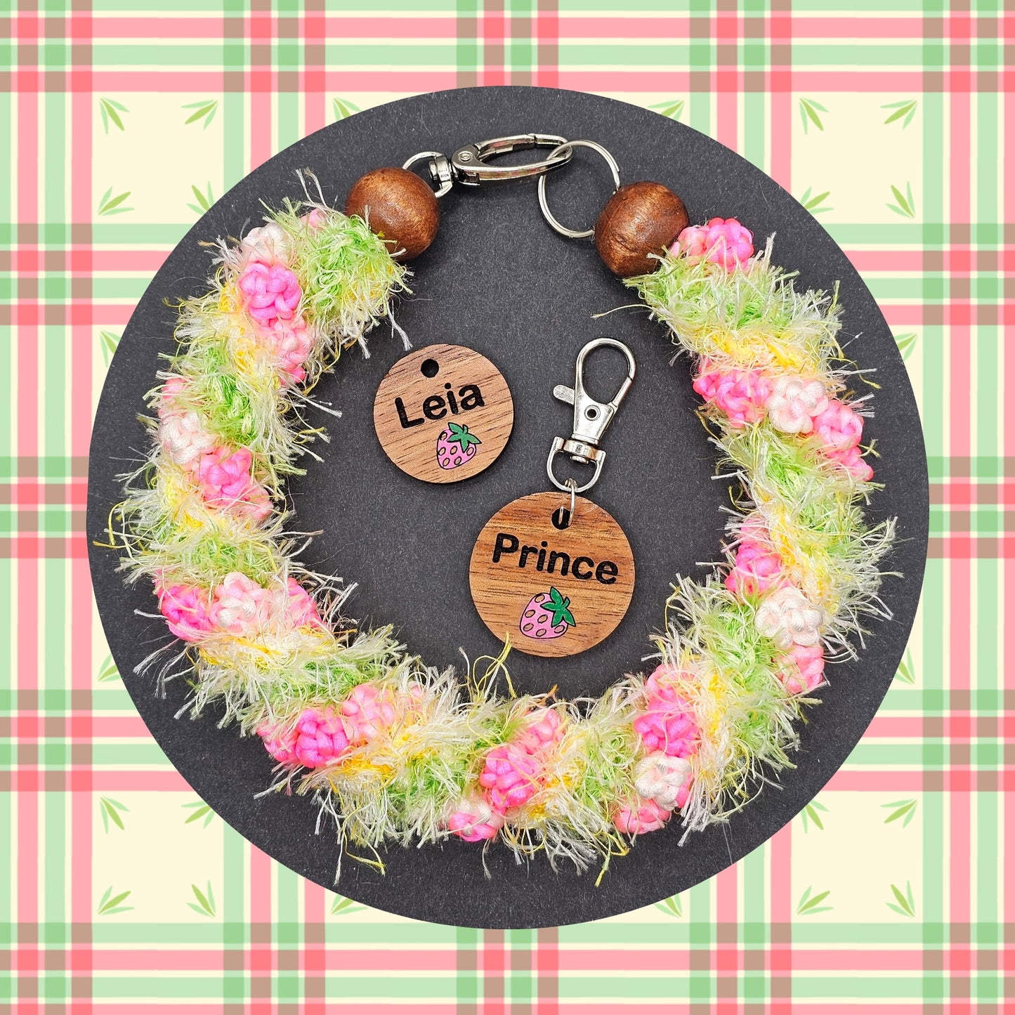 Strawberry Smooches Lei + Dog Tag Bundle