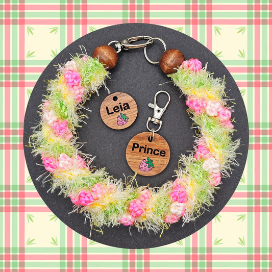 Strawberry Smooches Lei + Dog Tag Bundle