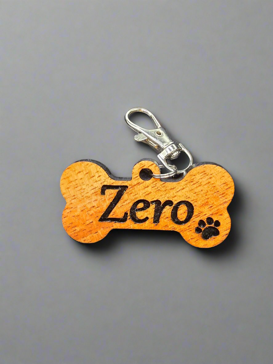 Custom Koa Wood Pet Tag: Personalized Engraved Bone-Shaped Pet Tag